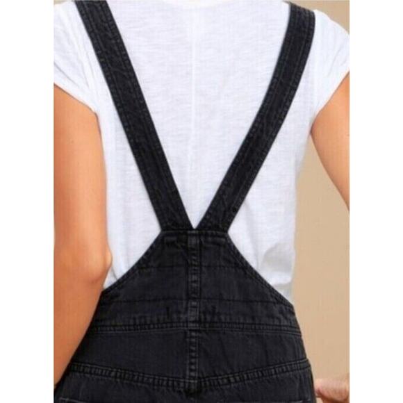 Free People Torn Up Denim Cut Off Skirt Overalls Black Denim Jumper 6 / 28 - Picture 6 of 15